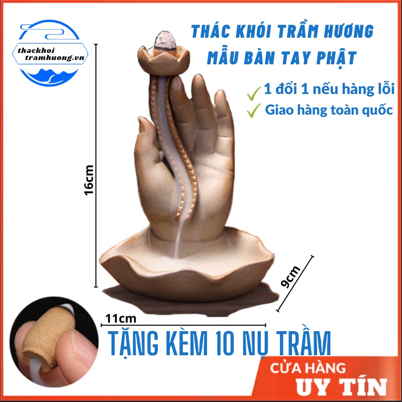 Thác khoi trầm hương BÀN TAY PHẬT, thác khói chảy ngược tặng 10 nụ trầm thơm