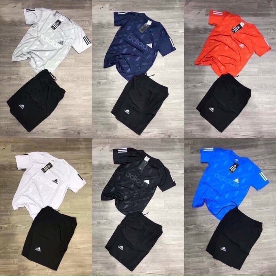 Bộ thể thao nam⚽FREESHIP️⚽bộ quần áo thể thao nam adidas cộc tay chất liệu thun lạnh mềm mịn TTN02