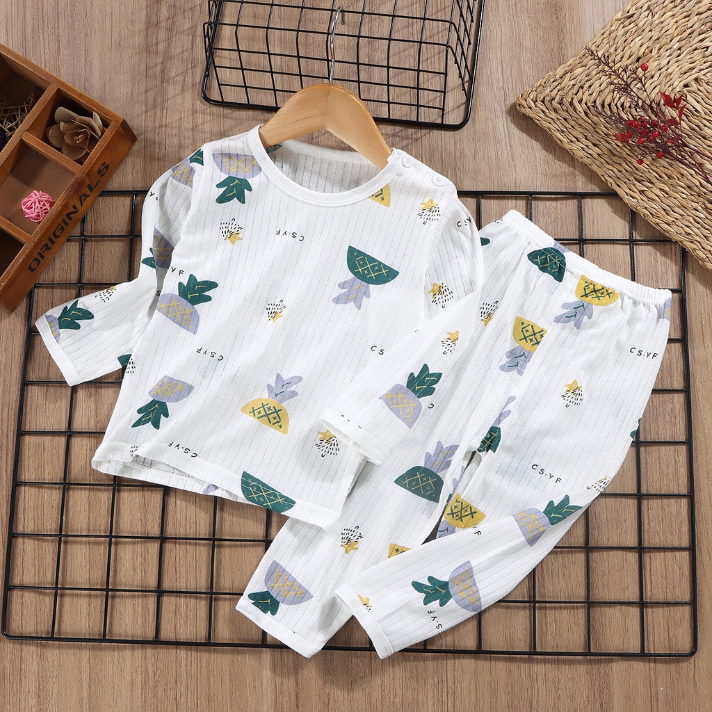 Bộ Đồ Ngủ Tay Ngắn Chất Cotton Mỏng Nhẹ Thời Trang Mùa Hè Xinh Xắn Cho Bé Trai 2178