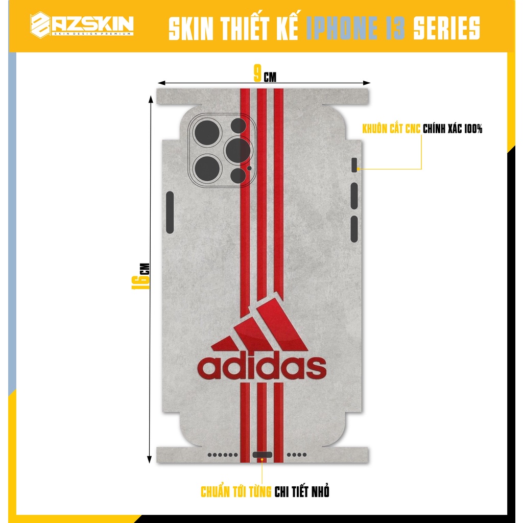 Miếng Dán Skin Adidas Xám 13 Mini - 13 Pro Max |SK_IPLB99| Chất Liệu Nhập Khẩu, In Siêu Nét, Cắt CNC, Dán Lưng Viền Máy