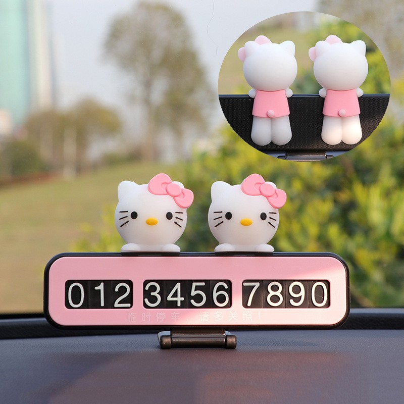 Thẻ Đậu Xe Tạm Thời Để Lại Số Điện Thoại Họa Tiết Hoạt Hình Mickey Minnie Pooh Gấu Hello Kitty Siêu Dễ