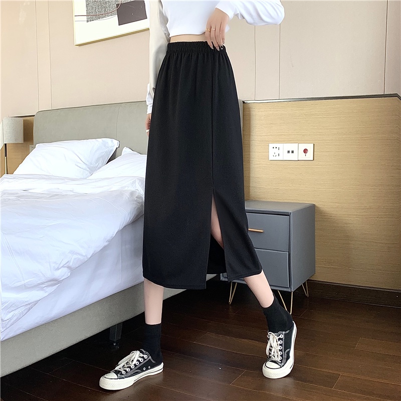 Chân váy nữ chất da cá dáng dài qua gối kiểu Hàn Quốc
