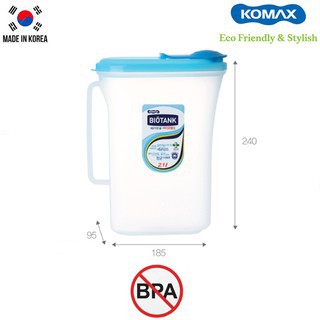 Bình nước nhựa rỗng MAGIC Komax Hàn Quốc 2.1L chịu nhiệt -20 độ C đến 100 độ C, FDA chứng nhận an toàn