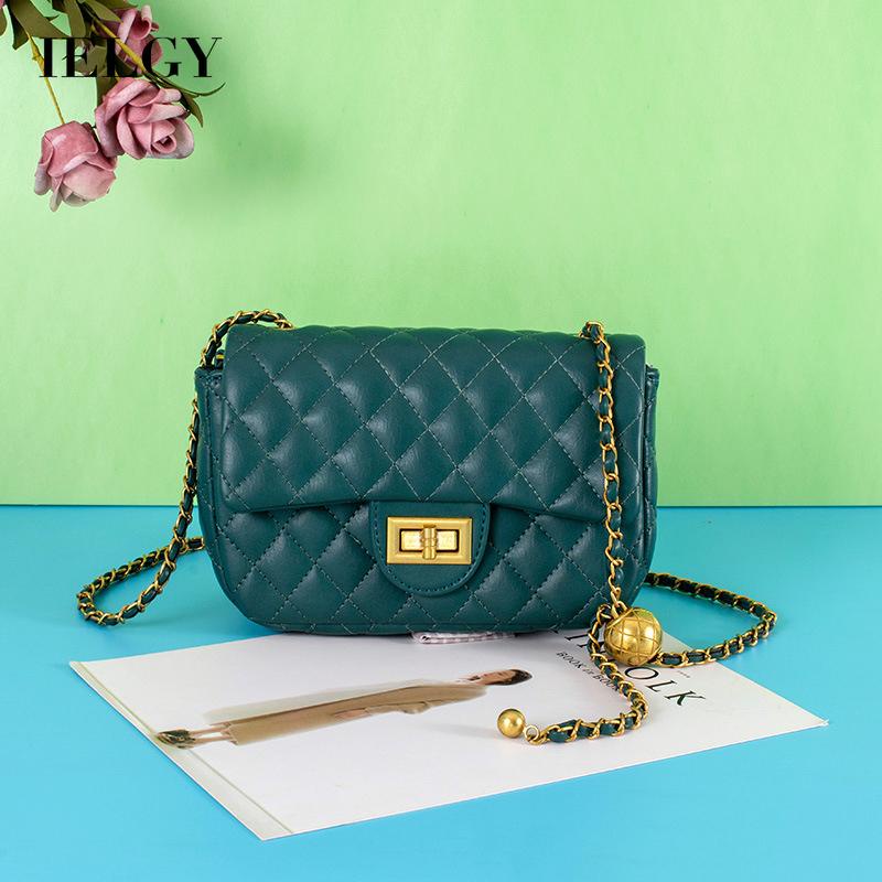 IELGY Túi đeo chéo nhỏ màu vàng kim cương có khóa