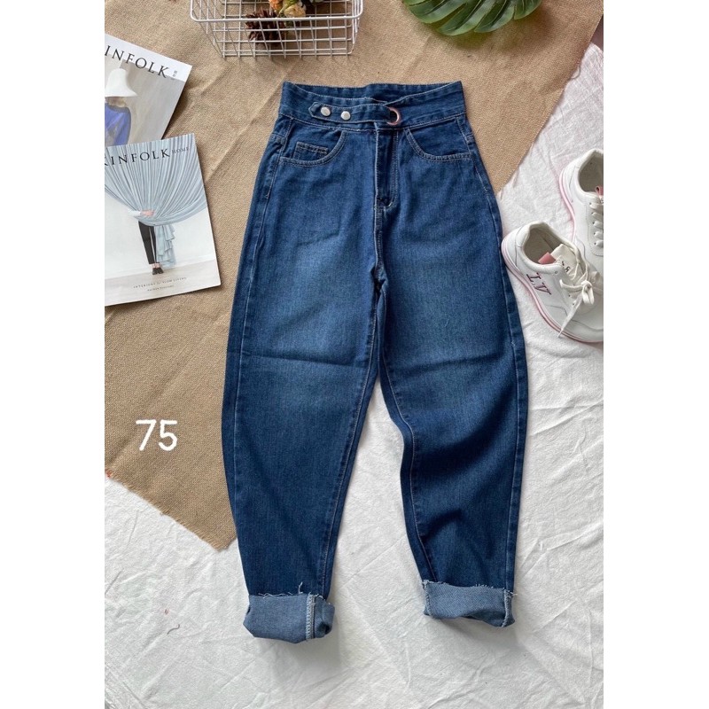 QUẦN JEAN BAGGY CẠP CAO PHỐI ĐAI KIỂU SIÊU HOT [ CLIP THẬT] [FREESHIP] hàng loại 1, VẢI DÀY | BigBuy360 - bigbuy360.vn