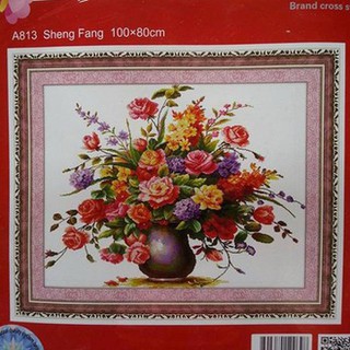 Tranh thêu chữ thập Bình hoa hồng A813 100*80CM