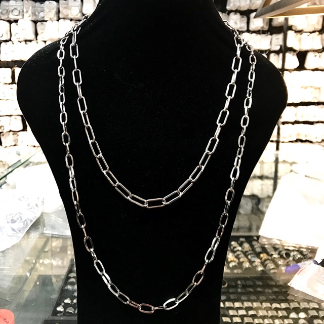 Vòng cổ mắt xích oval cao cấp - vòng thép y tế