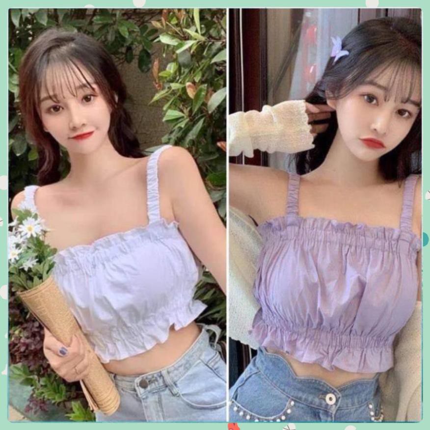 Áo croptop, Áo Hai Dây Dúm Chất Đũi Cực Xinh