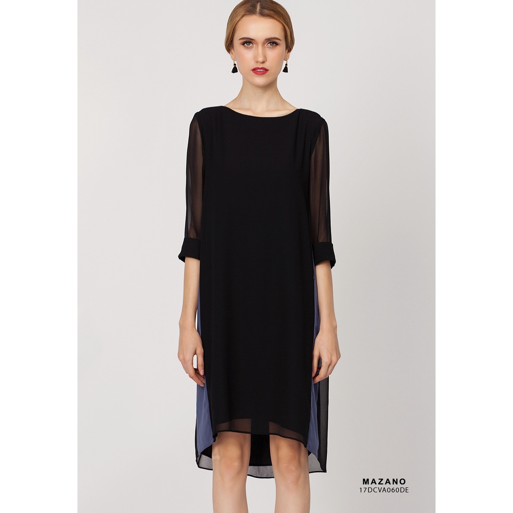 Váy đen phối xám sườn MAZANO MS 17DCVA060DE chất Chiffon Hàn nhẹ nhàng đi chơi