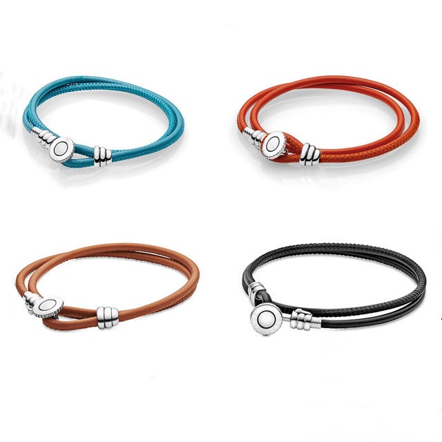 Vòng Tay Da Bạc 925 Pandora Moments Đôi Phong Cách vintage