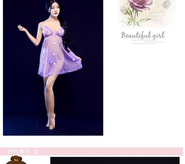 Đầm ngủ váy ngủ sexy ren đính hoa kèm quần lọt khe siêu gợi cảm VN02 | BigBuy360 - bigbuy360.vn