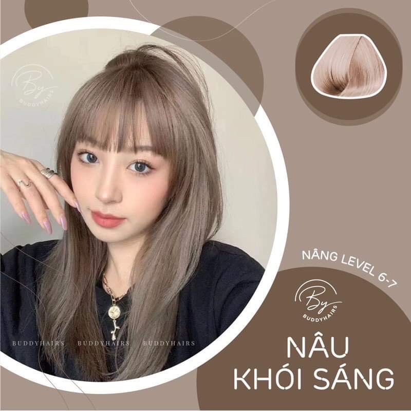 Nhuộm Màu NÂU KHÓI SÁNG ( tặng kèm oxy )