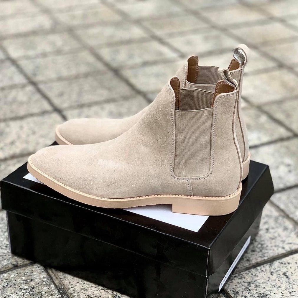 Giày Chelsea boots cao cổ thời trang nam chất liệu da lộn đế độn 3.5cm màu tan | BigBuy360 - bigbuy360.vn