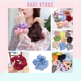 Dây buộc tóc, cột tóc scrunchies voan bóng kính sang trọng | DANI STORE