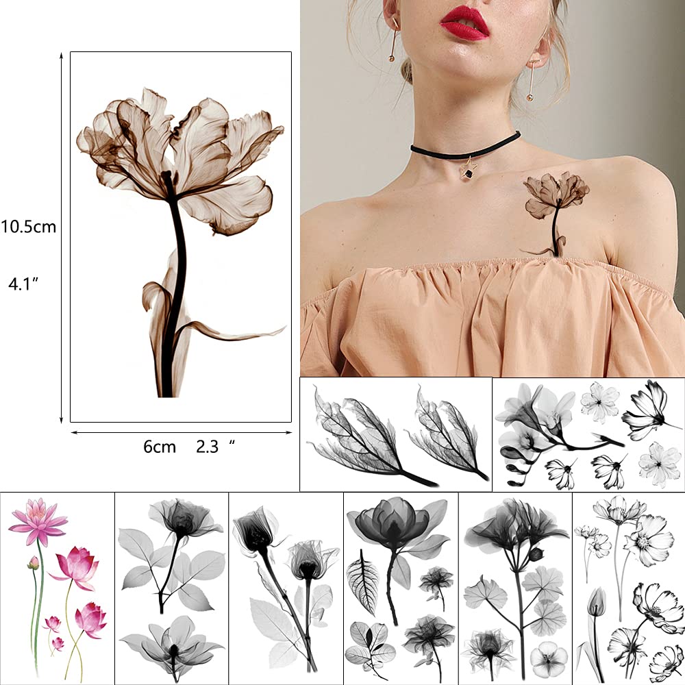 [Hàng mới về] Hình xăm dán tạm thời kháng nước hình hoa nhiều mẫu tùy chọn