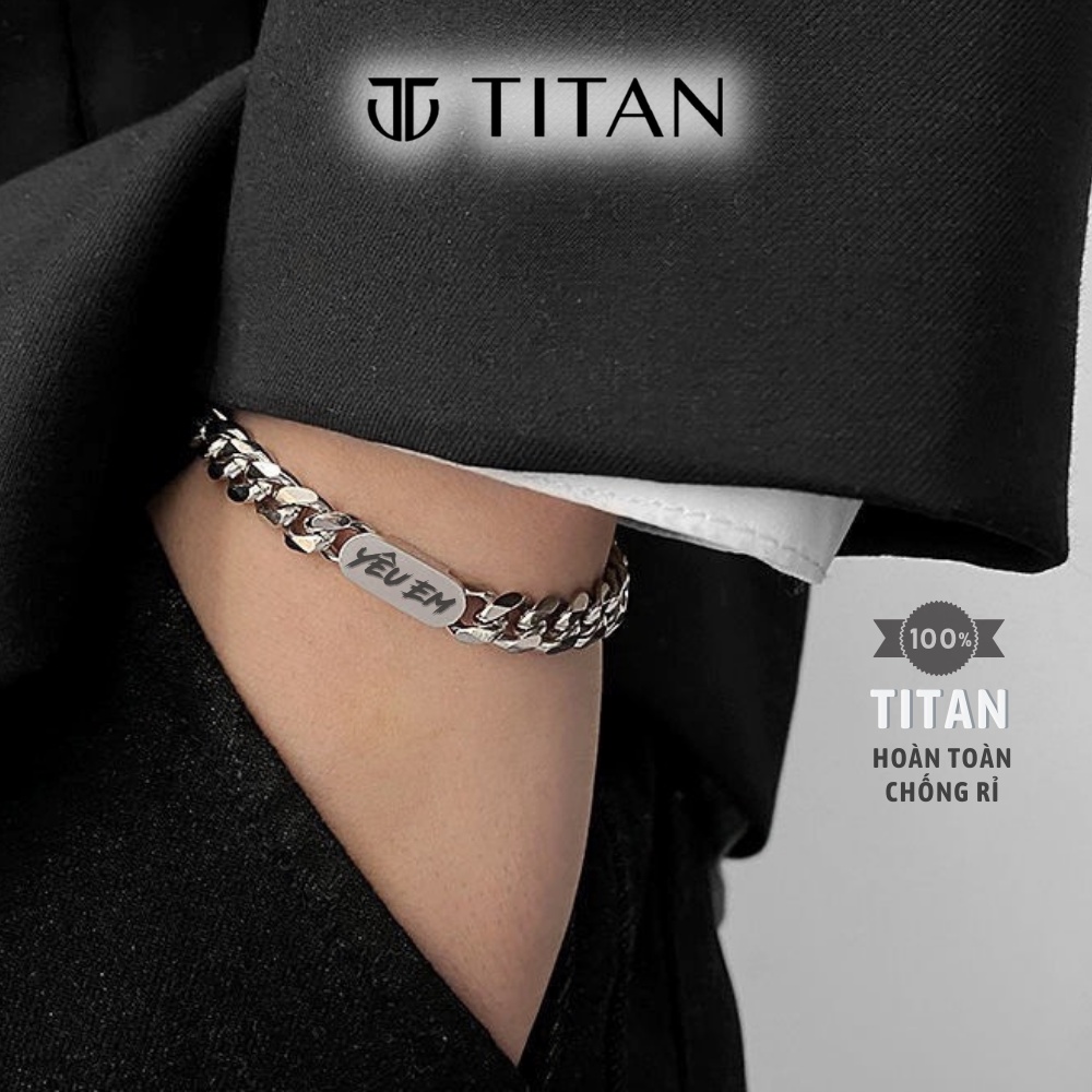 Lắc tay nam nữ Khắc Tên theo yêu cầu, Vòng tay đôi lắc ngắn TITAN Shop làm quà tặng màu bạc 925 không gỉ, couple unisex