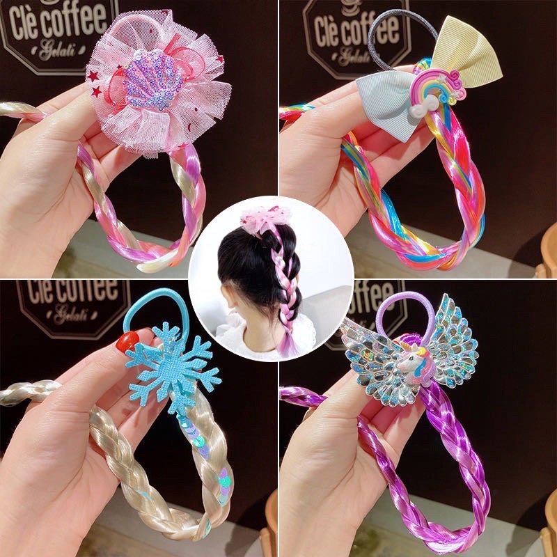 Bím tóc giả Elsa Phụ kiện tóc dễ thương cho bé gái