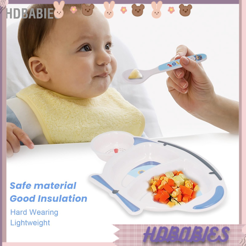 HDbabies Bộ đĩa ăn cho trẻ em đồ sơ sinh chống trơn trượt Mẫu hoạt hình nhẹ