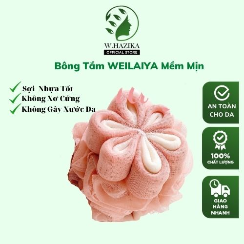 Bông Tắm Tạo Bọt Cao Cấp Weilaiya Hàng Chính Hãng, Hình Cánh Hoa Dạng Tròn, Vải Lưới Mềm Mại, Lam Sạch Bụi Bẩn Trên Da