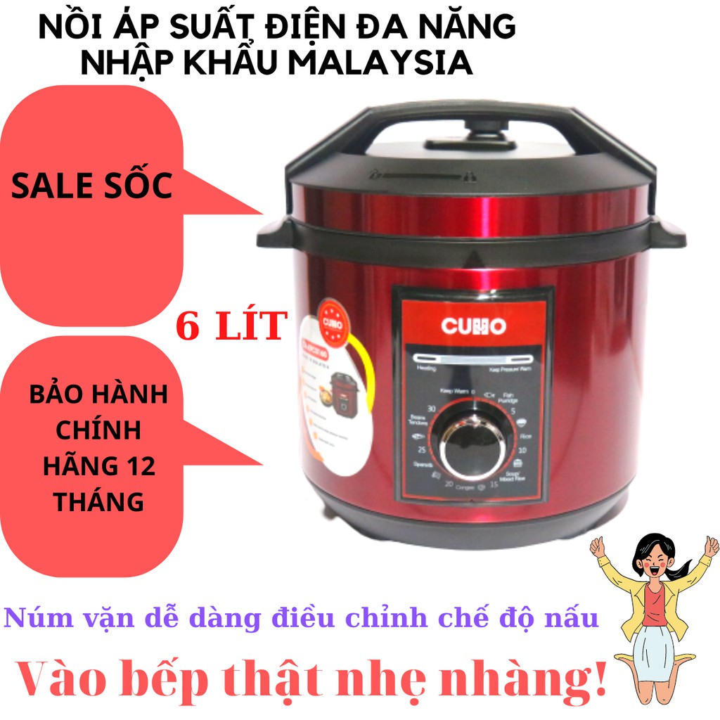 Nồi Áp Suất Điện Đa Năng CUHO 6 Lít Nhập Khẩu Malaysia Bảo Hành 12 Tháng Gia Dụng Mạnh Hà Tiện Ích