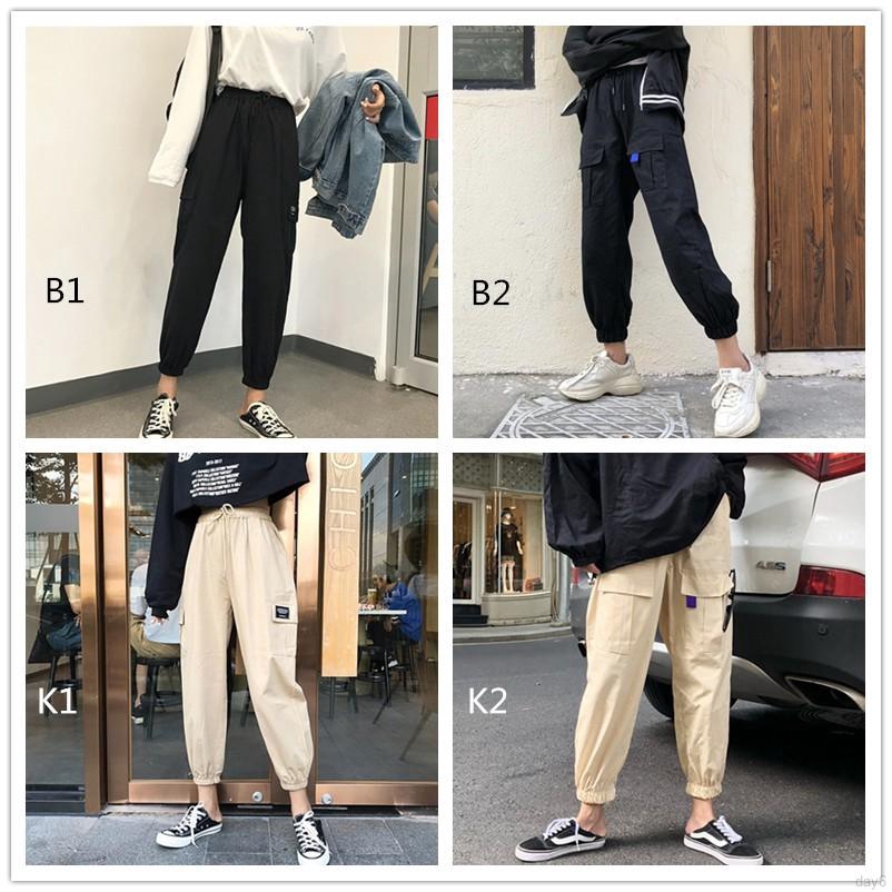 Quần form rộng lưng cao có túi phong cách Hàn Quốc dành cho nữ