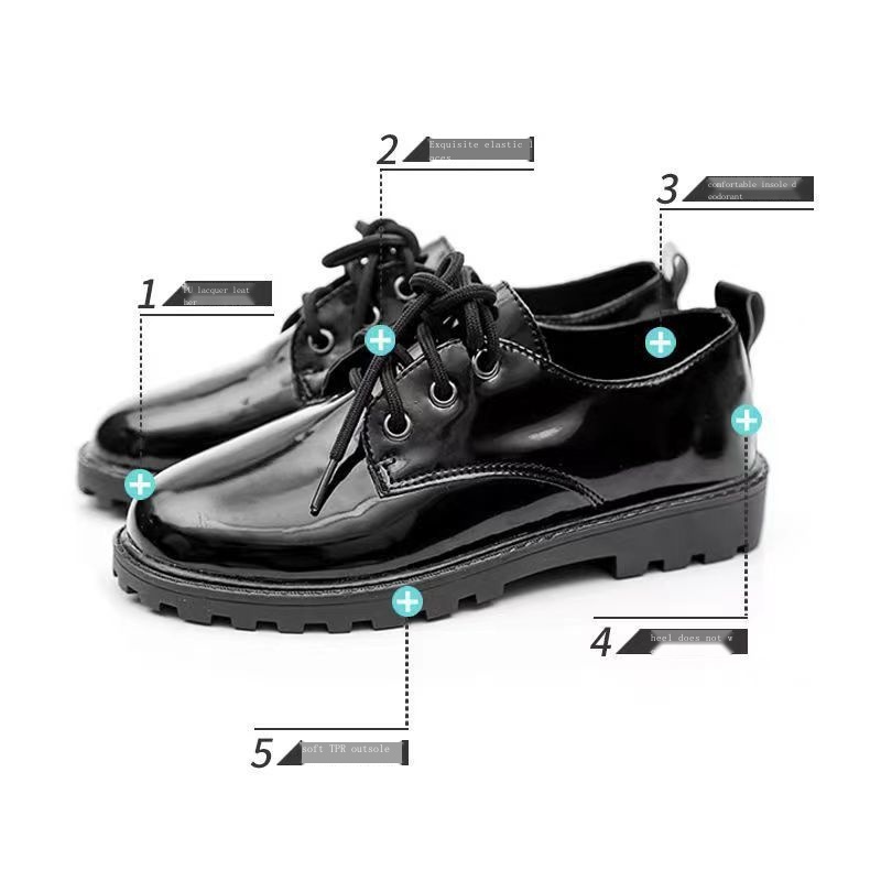 Giày Lười Nam Màu Đen &#Giày Da Đế Mềm Màu Trắng Đen Phong Cách Anh Quốc Cho Bé 039; S