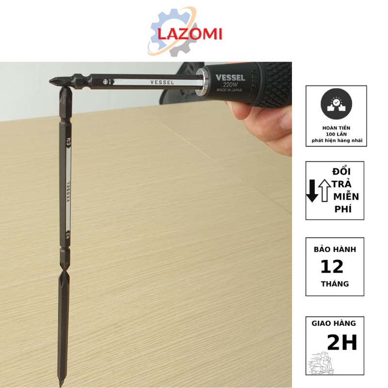 220W-3 Bộ tô vít 2 đầu 6 cỡ vít Vessel ball grip Made in Japan