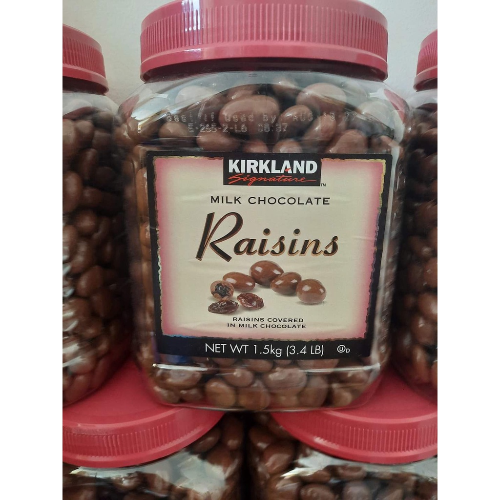 (Hàng nội địa Mỹ) Socola nhân nho Kirkland Milk Chocolate Raisins hộp 1.5kg