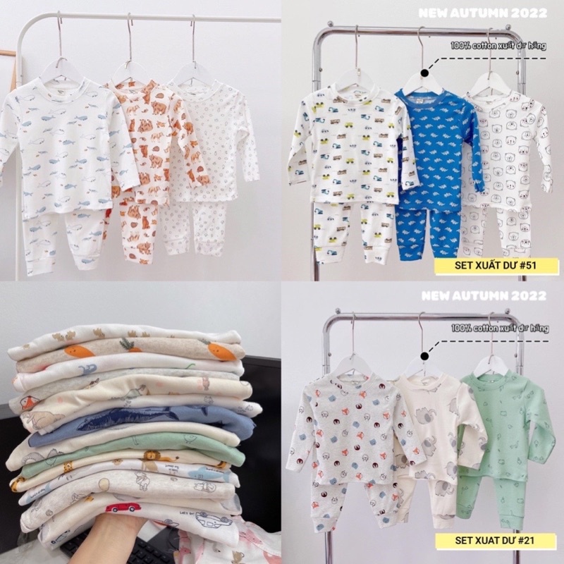 Set 3 bộ thun tăm cho bé trai bé gái