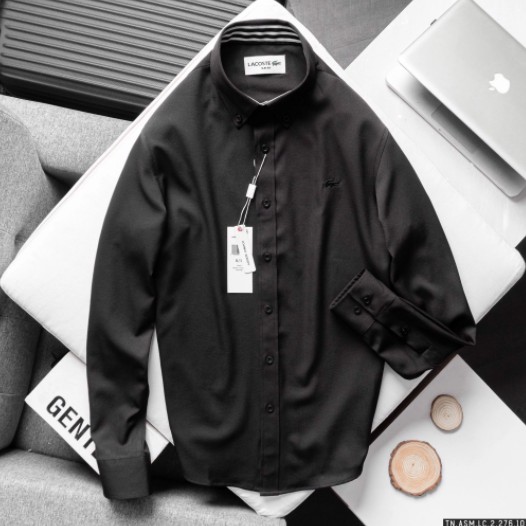 Áo sơ mi tay dài Cổ Khuy LACOSTE LOGO THÊU VẢI COTTON LỤA 6 MÀU siêu sang hàng xuất xịn | BigBuy360 - bigbuy360.vn