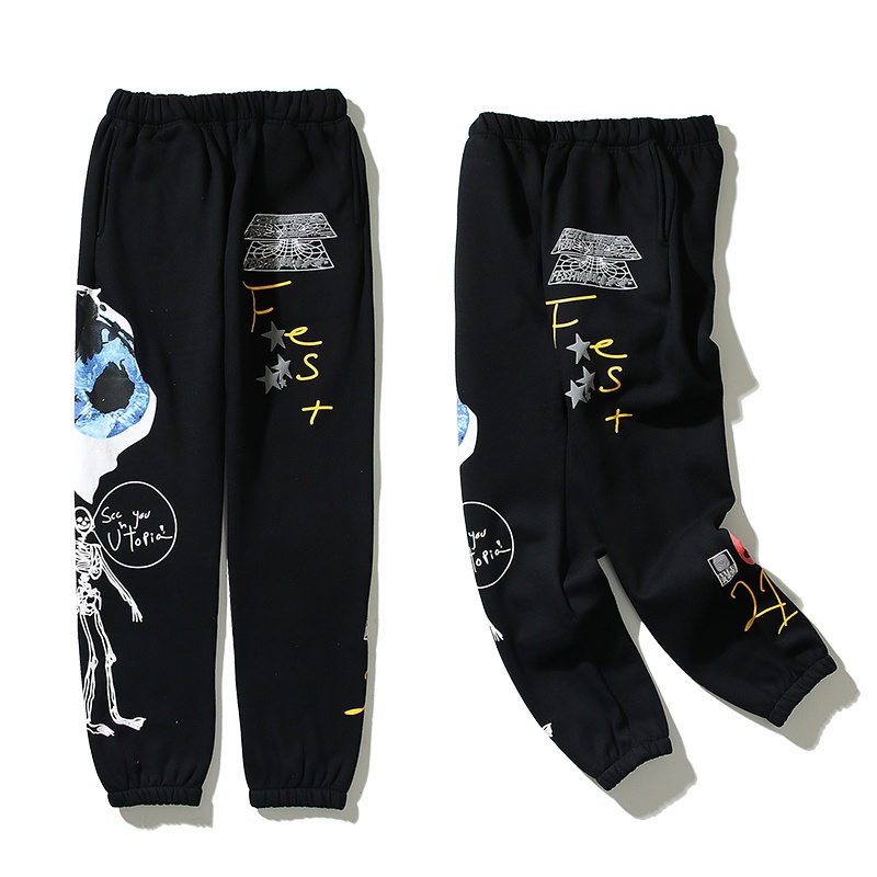 Quần Thể Thao Cotton Lưng Thun In Hình Xương Rồng Jack Travis Scott Thời Trang Cho Nam Và Nữ