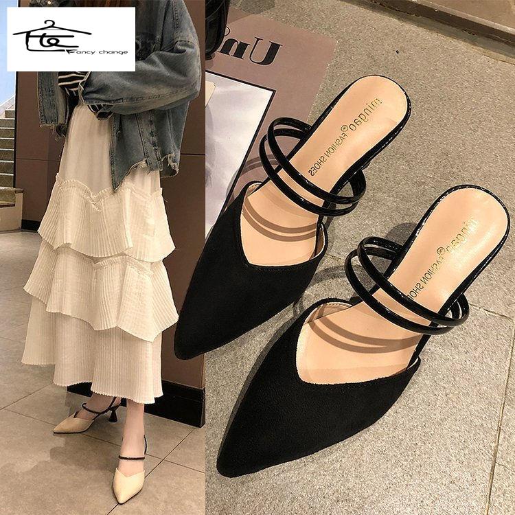 Giày Cao Gót Mũi Nhọn Họa Tiết Kẻ Sọc Thời Trang Mùa Xuân Cho Nữ