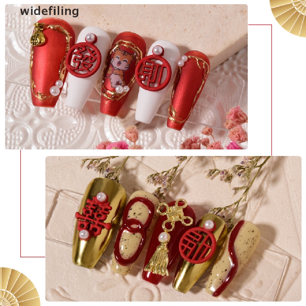 Phụ kiện trang trí móng tay đính ngọc trai nhân tạo thắt nút kiểu Trung Hoa mừng năm mới&lt;br&gt;