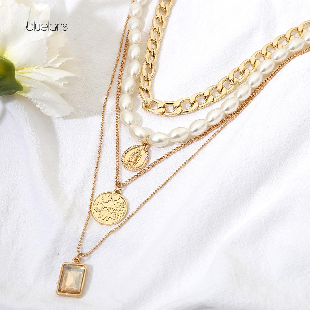 Vòng cổ Nhiều Lớp Mặt Đồng Xu Thời Trang Vintage Cho Nữ