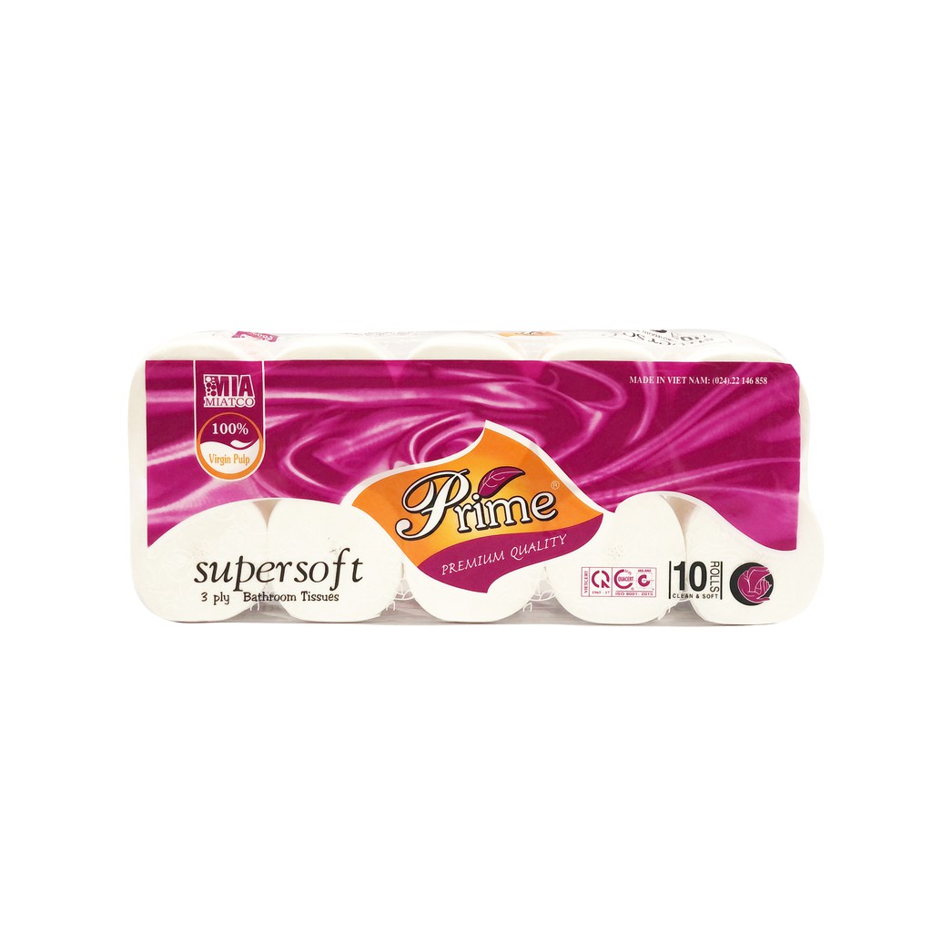 COMBO 2 DÂY GIẤY VỆ SINH PRIME 10 CUỘN 3 LỚP ĐA NĂNG CÓ LÕI || TOILET PAPER