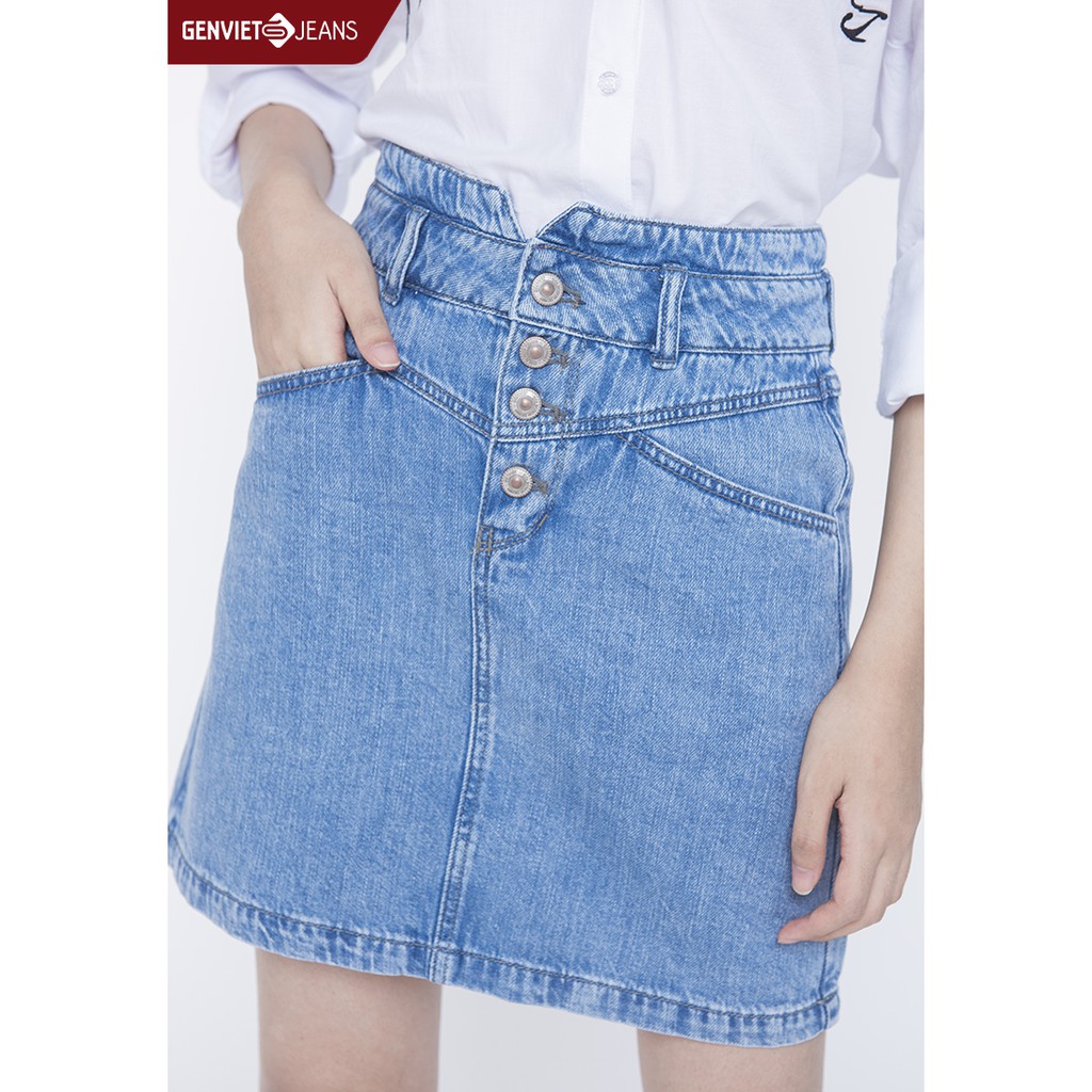 Zuýp jeans dáng A Nữ TJ228J869 GENVIET | BigBuy360 - bigbuy360.vn