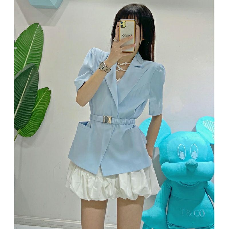 SET ÁO VEST XANH MIX QUẦN BOOM GIẢ VÁY ( kèm đai thắt)