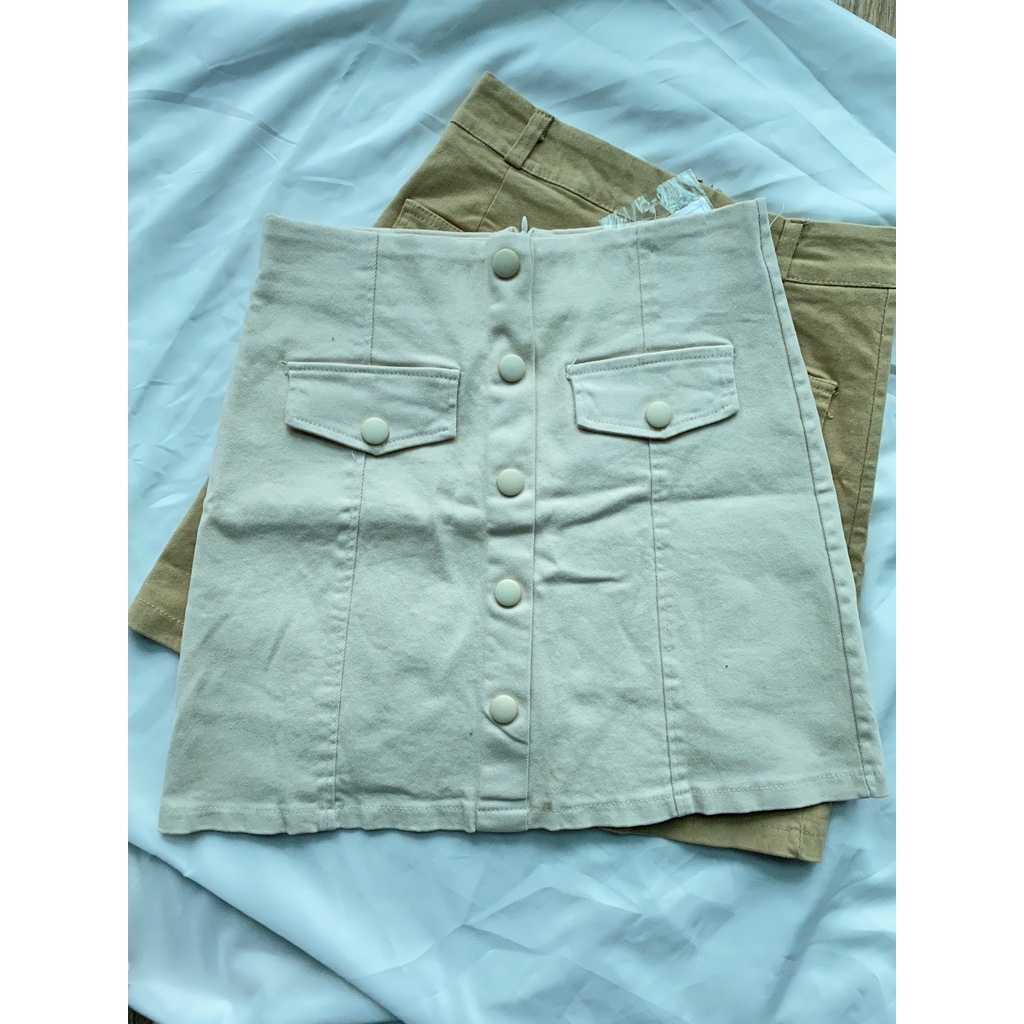 Chân Váy Chữ A, Chân Váy Khóa Kéo  Kaki Năng Động