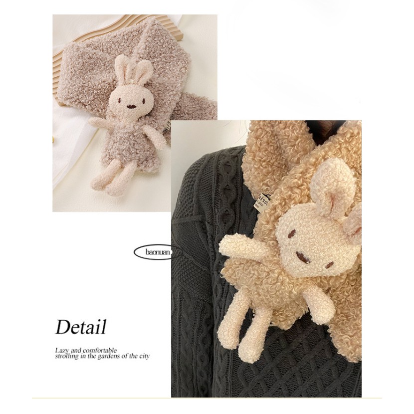 Khăn choàng cổ, khăn len mùa đông phong cách Hàn Quốc hình gấu dễ thương - T102