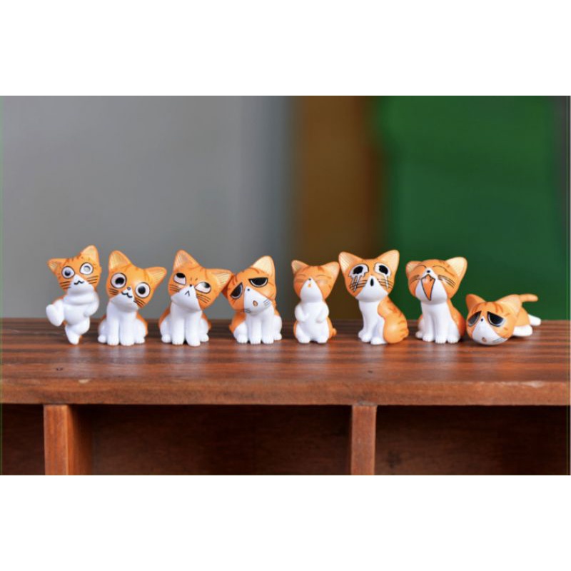 Tiểu cảnh trang trí terrarium mô hình mèo mini 8 sắc thái