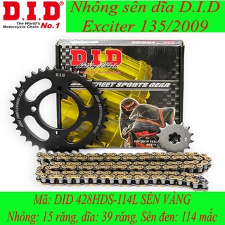 Nhông sên dĩa did xe exciter 135/2009 sên vàng thái