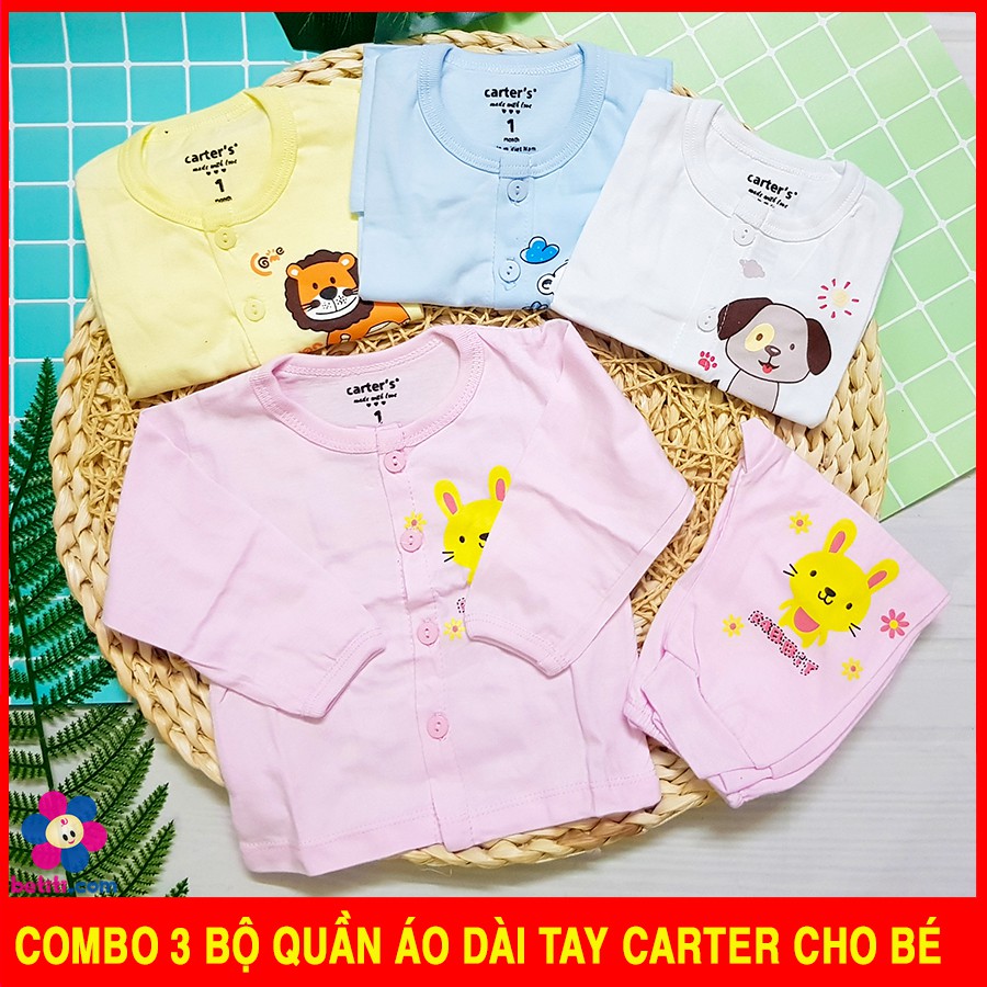 (COMBO 3) Bộ Quần Áo Cho Bé Carter Màu Dài Tay Đủ Size