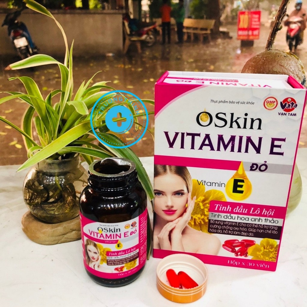 Oskin vitamin E đỏ, làm đẹp da, hạn chế lão hóa