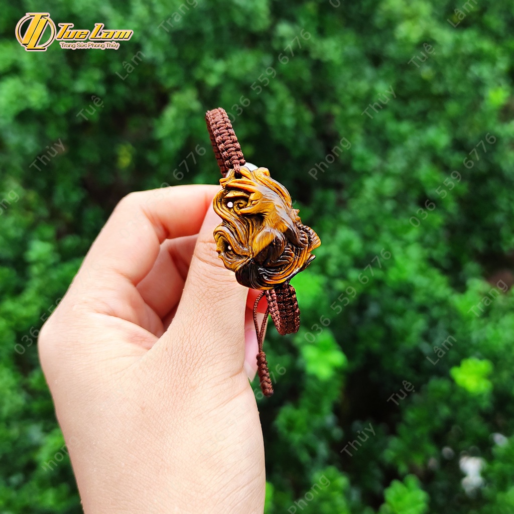 Vòng tay chỉ may mắn nữ mặt hồ ly tình duyên màu nâu vàng hợp mệnh kim thổ - Tuệ Lâm