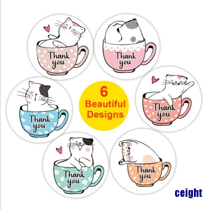 Cuộn 500 Miếng Dán Tròn In Chữ Thank You
