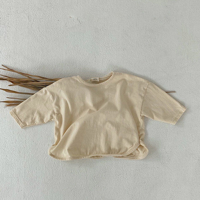 Áo Thun Tay Dài Dáng Rộng Thiết Kế Đơn Giản Hợp Thời Trang Dành Cho Bé Gái Và Bé Trai