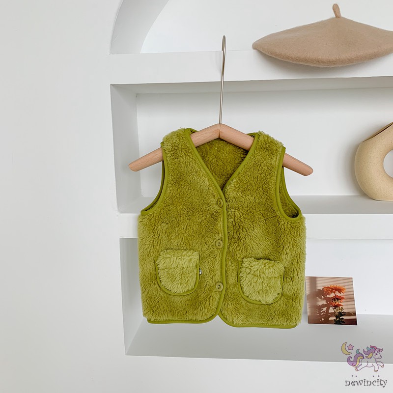 Áo Khoác Không Tay Màu Trơn Thời Trang Mùa Đông Hàn Quốc Cho Bé