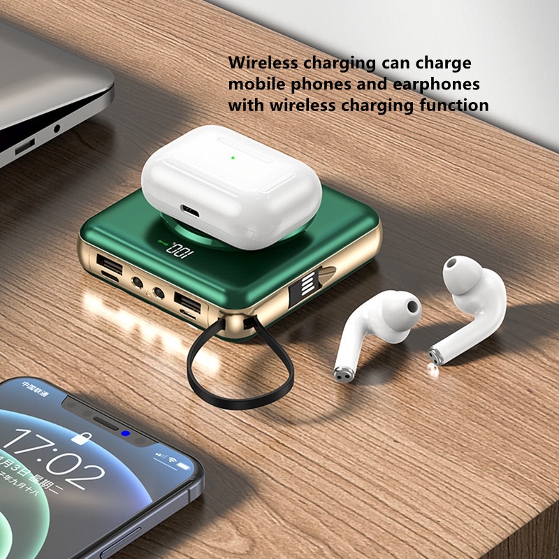 Pin sạc dự phòng Modeall YM300wx mini không dây kèm cáp dữ liệu dung lượng cao 10000mAh