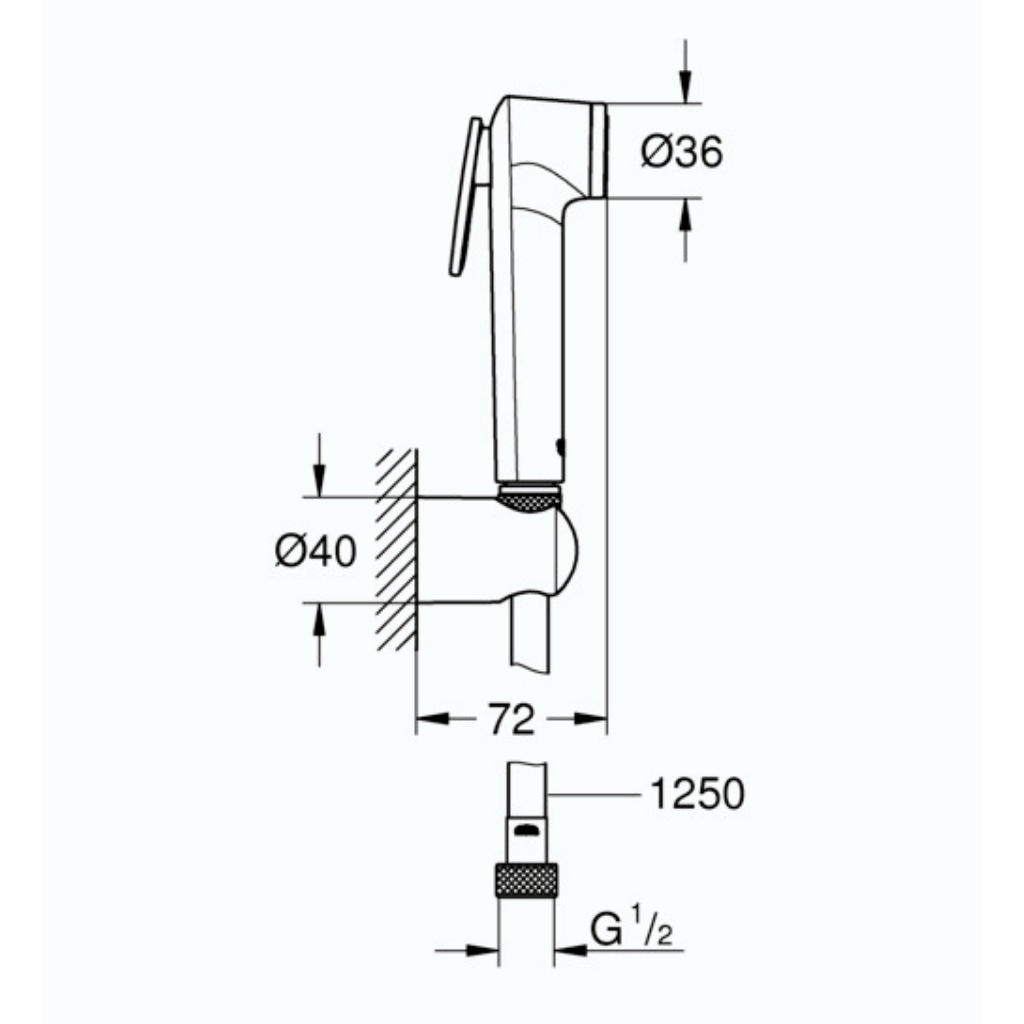 Bộ Vòi Xịt GROHE TEMPESTA-F, Kèm Giá &amp; Dây Sen Silverflex 1250mm - 27513001