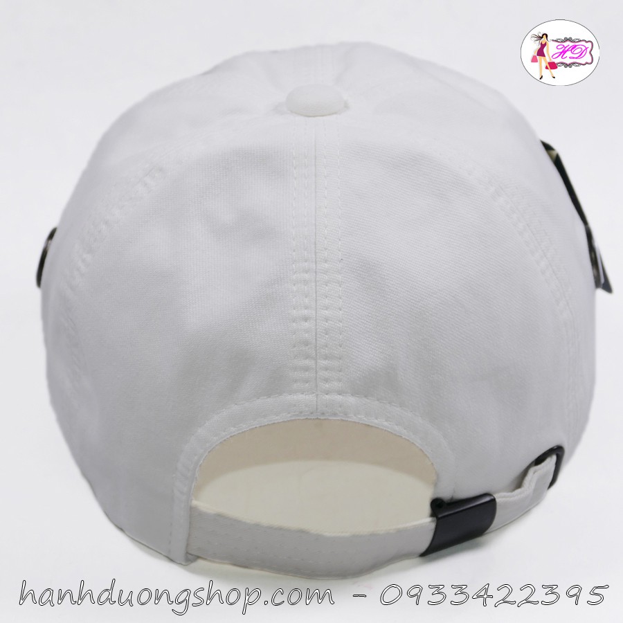 Nón kết gắn sò to thời trang phong cách sang trọng, đẳng cấp, tạo cảm giác thoáng mát khi đội, logo in nổi dạng gai đẹp